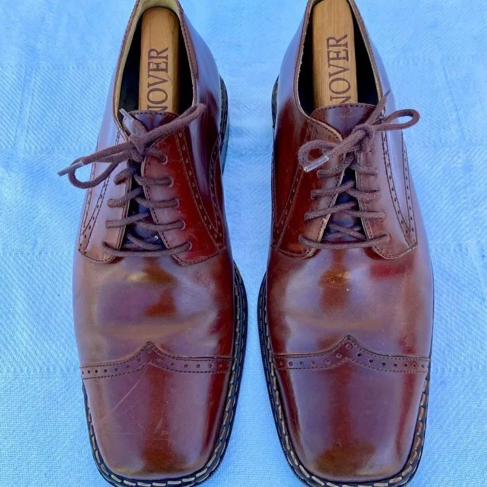 Stacy Adams Dickinson Cap Toe Leather Shoes Mens Cognac Shoe Size 8.5 M.